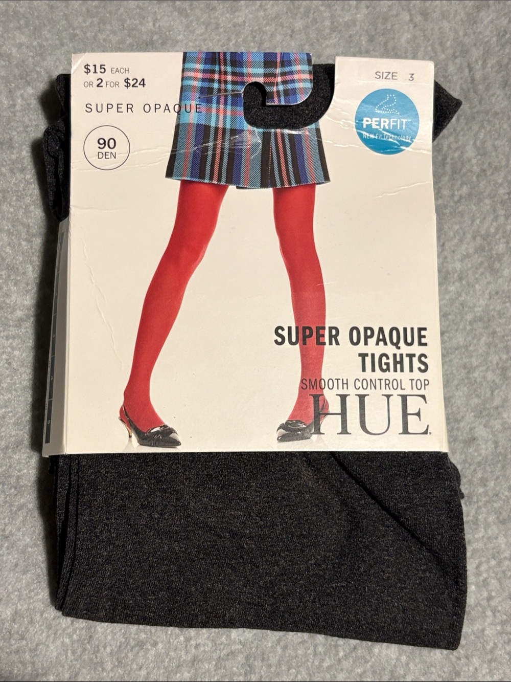 HUE Super Opaque Tights in Charcoal Gray